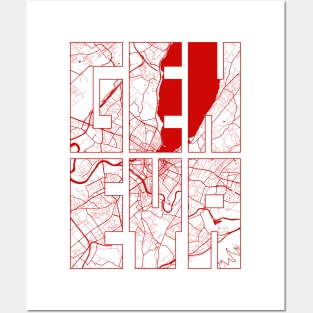 Geneva, Switzerland City Map Typography - Oriental Posters and Art